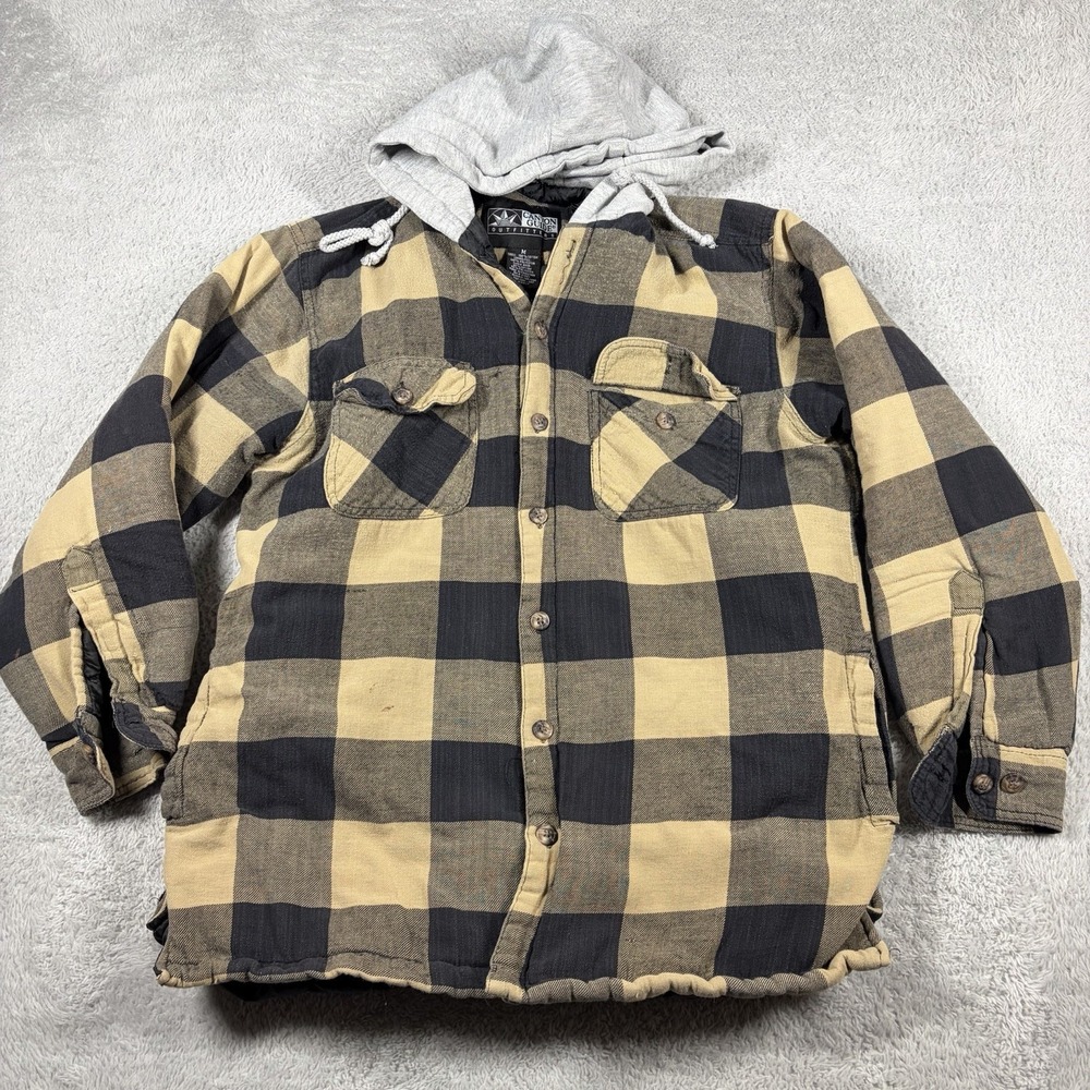 Canyon Guide Plaid Quilt Lined Shacket Hooded Mens Medium Buffalo Plaid Utility